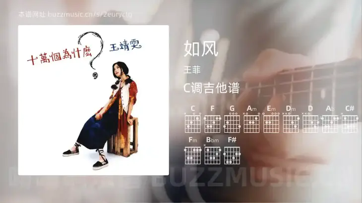 如风吉他谱C调 王菲 简单版