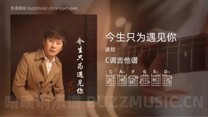 今生只为遇见你吉他谱C调 波拉 简单版