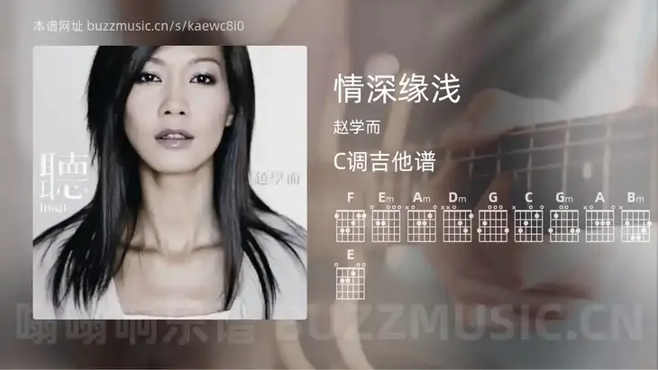 情深缘浅吉他谱C调 赵学而 简单版