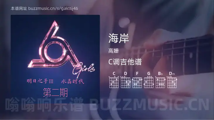 海岸吉他谱C调 高姗 简单版