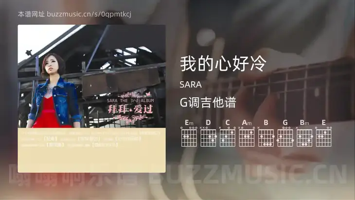我的心好冷吉他谱G调 SARA 简单版