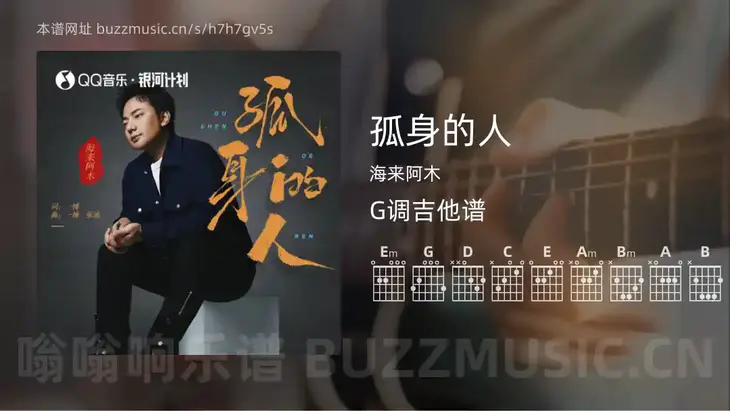 孤身的人吉他谱G调 海来阿木 简单版