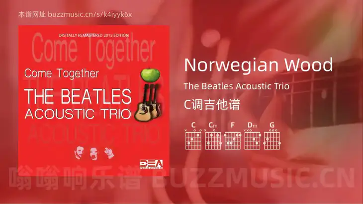 Norwegian Wood吉他谱C调 The Beatles Acoustic Trio 简单版
