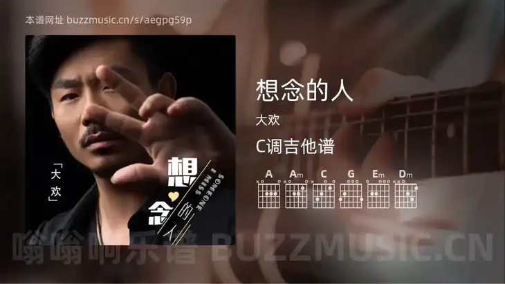 想念的人吉他谱C调 大欢 简单版