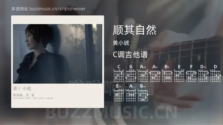 顺其自然吉他谱C调 黄小琥 简单版