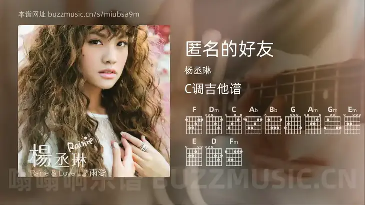 匿名的好友吉他谱C调 杨丞琳 简单版