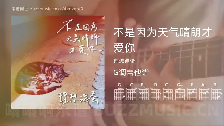 不是因为天气晴朗才爱你吉他谱G调 理想混蛋 简单版
