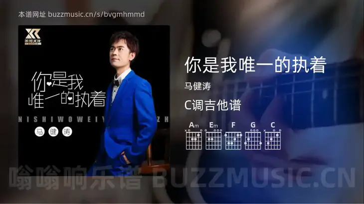 你是我唯一的执着吉他谱C调 马健涛 简单版