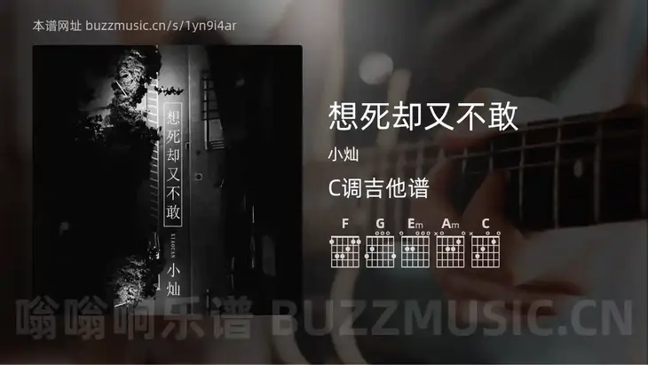 想死却又不敢吉他谱C调 小灿 简单版