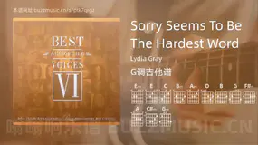 Sorry Seems To Be The Hardest Word吉他谱G调 Lydia Gray 简单版