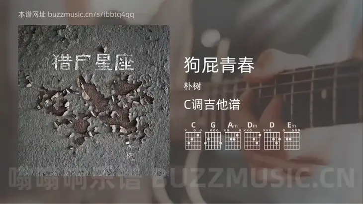 狗屁青春吉他谱C调 朴树 简单版