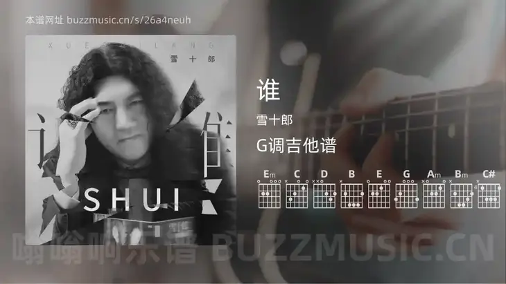 谁吉他谱G调 雪十郎 简单版