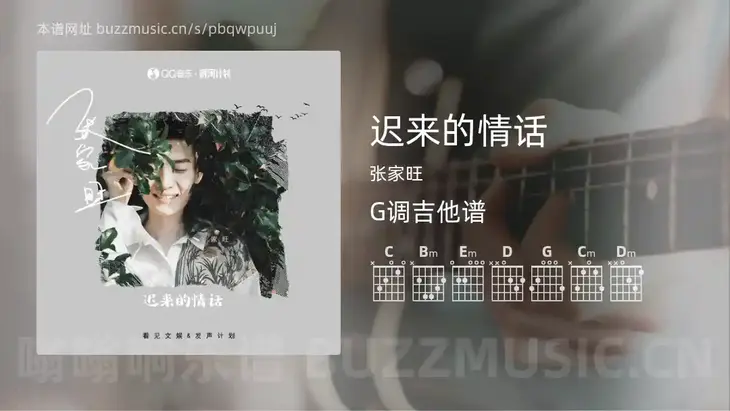 迟来的情话吉他谱G调 张家旺 简单版