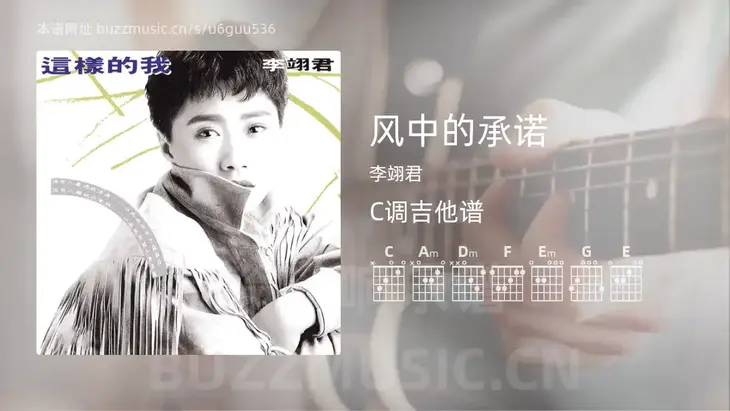 风中的承诺 李翊君 吉他谱C调简单版