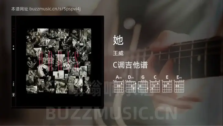 她 王威 吉他谱C调简单版