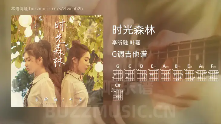 时光森林 李昕融,叶嘉 吉他谱G调简单版