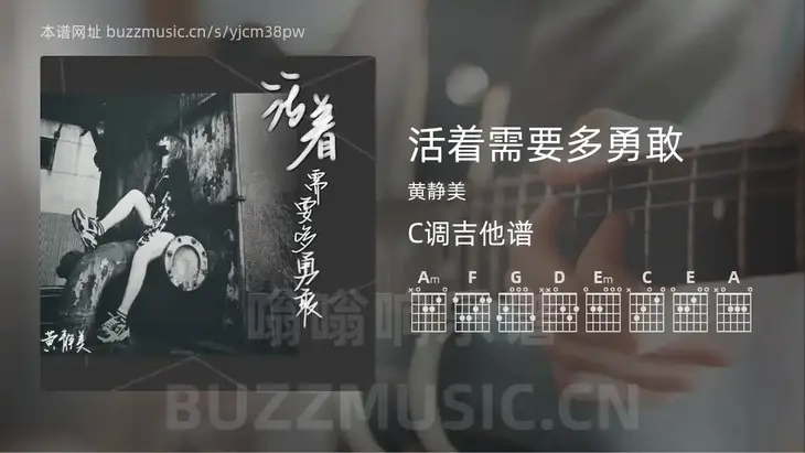 活着需要多勇敢 黄静美 吉他谱C调简单版