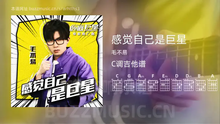 感觉自己是巨星 毛不易 吉他谱C调简单版