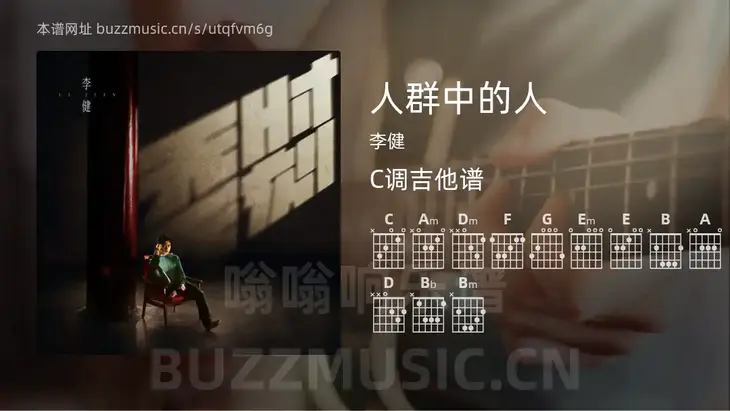 人群中的人 李健 吉他谱C调简单版