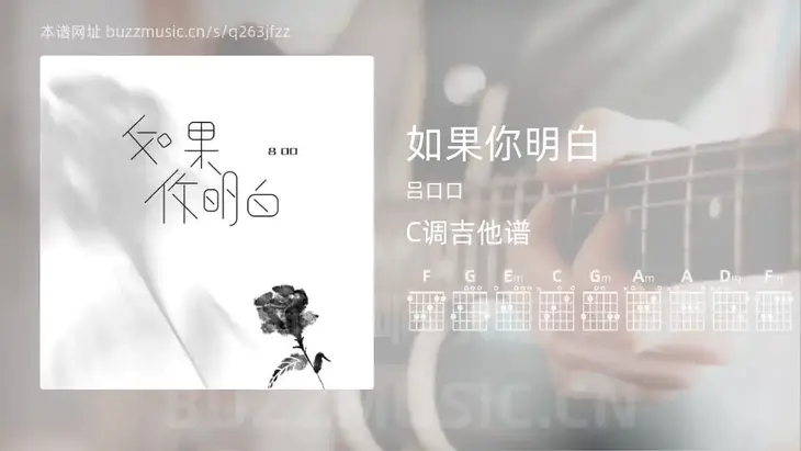 如果你明白 吕口口 吉他谱C调简单版