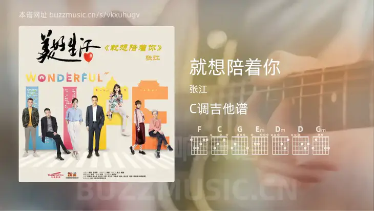 就想陪着你 张江 吉他谱C调简单版