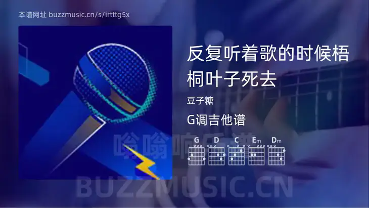 反复听着歌的时候梧桐叶子死去 豆子糖 吉他谱G调简单版