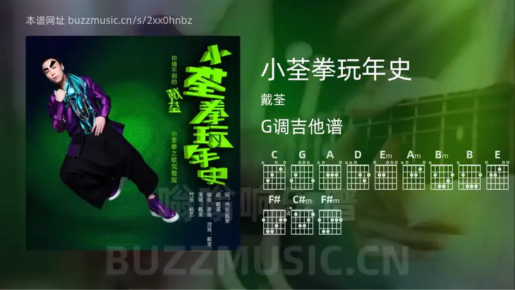 小荃拳玩年史 戴荃 吉他谱G调简单版