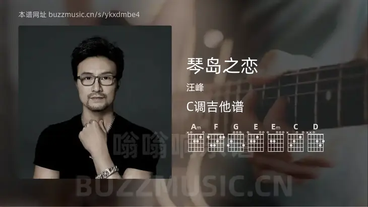 琴岛之恋 汪峰 吉他谱C调简单版