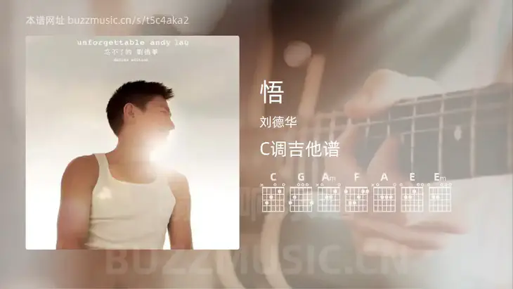 悟 刘德华 吉他谱C调简单版