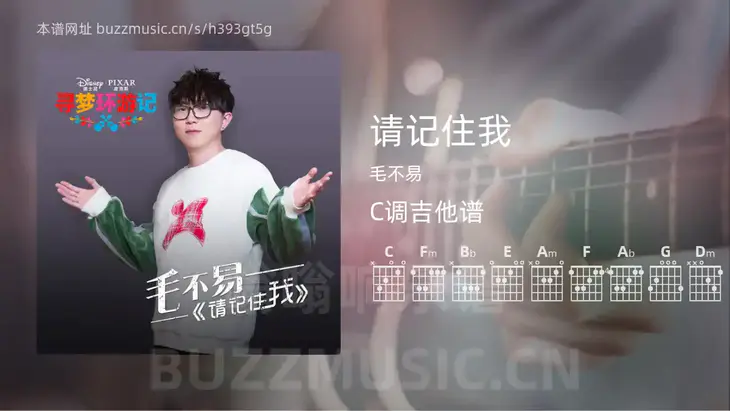 请记住我 毛不易 吉他谱C调简单版