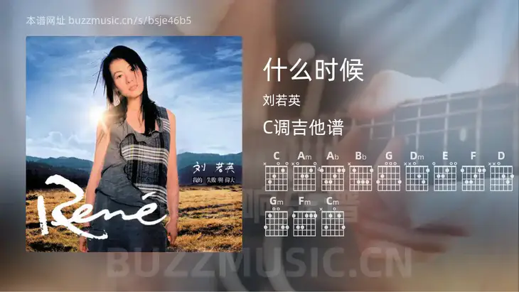 什么时候吉他谱C调 刘若英 简单版