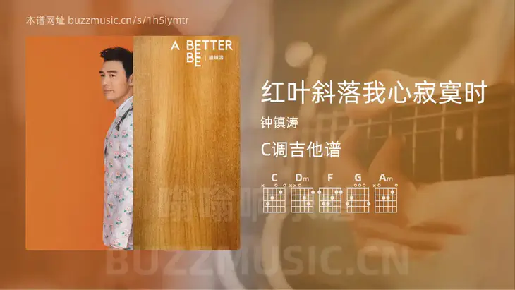 红叶斜落我心寂寞时吉他谱C调 钟镇涛 简单版
