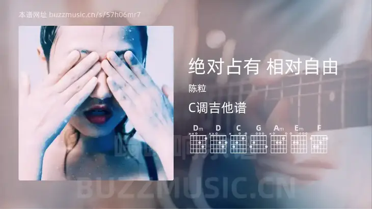 绝对占有 相对自由 陈粒 吉他谱C调简单版