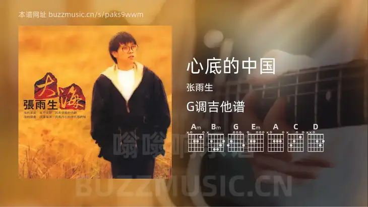 心底的中国 张雨生 吉他谱G调简单版