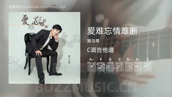 爱难忘情难断吉他谱C调 黑马哥 简单版