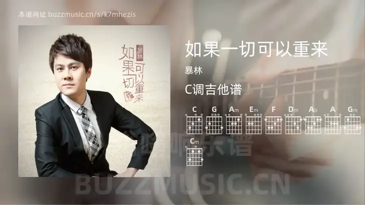 如果一切可以重来 暴林 吉他谱C调简单版
