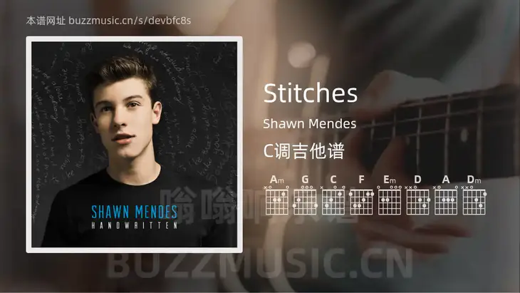 Stitches Shawn Mendes 吉他谱C调简单版