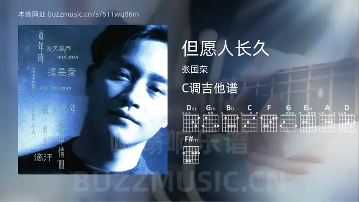 但愿人长久 张国荣 吉他谱C调简单版