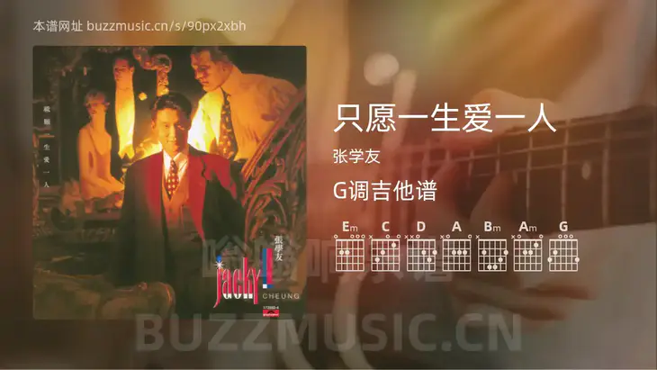 只愿一生爱一人 张学友 吉他谱G调简单版