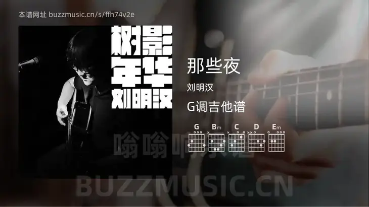 那些夜 刘明汉 吉他谱G调简单版