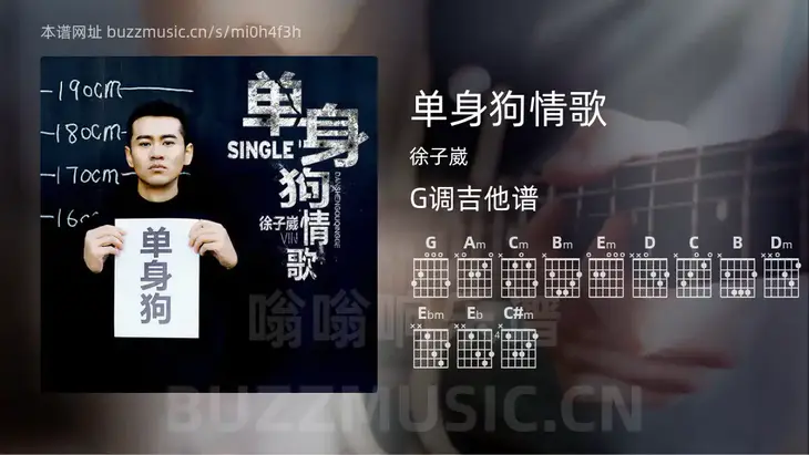 单身狗情歌 徐子崴 吉他谱G调简单版