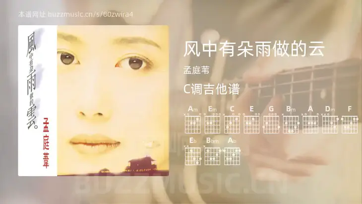 风中有朵雨做的云吉他谱C调 孟庭苇 简单版