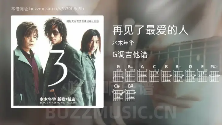 再见了最爱的人 水木年华 吉他谱G调简单版