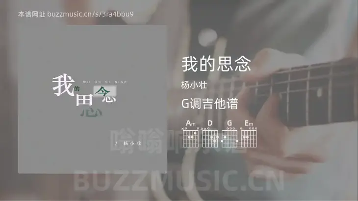 我的思念 杨小壮 吉他谱G调简单版