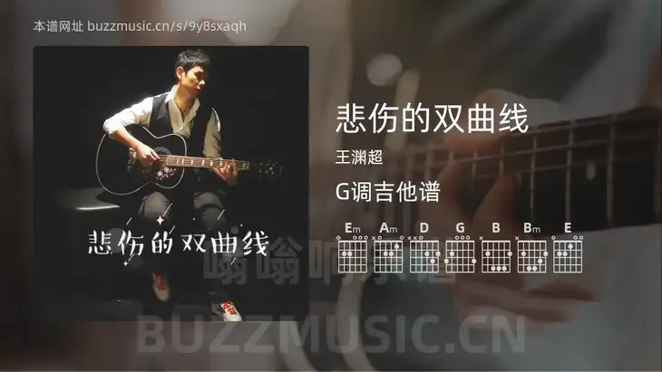 悲伤的双曲线 王渊超 吉他谱G调简单版