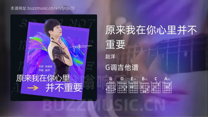 原来我在你心里并不重要 赵洋 吉他谱G调简单版