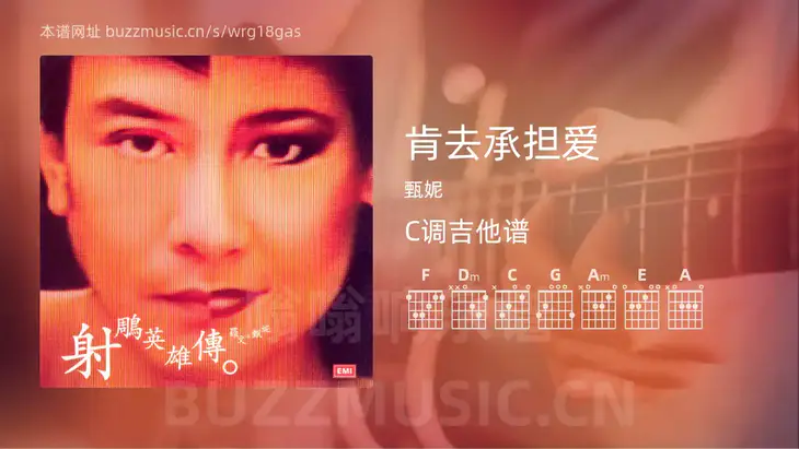 肯去承担爱吉他谱C调 甄妮 简单版