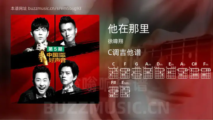 他在那里 徐暐翔 吉他谱C调简单版