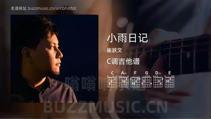 小雨日记 崔跃文 吉他谱C调简单版