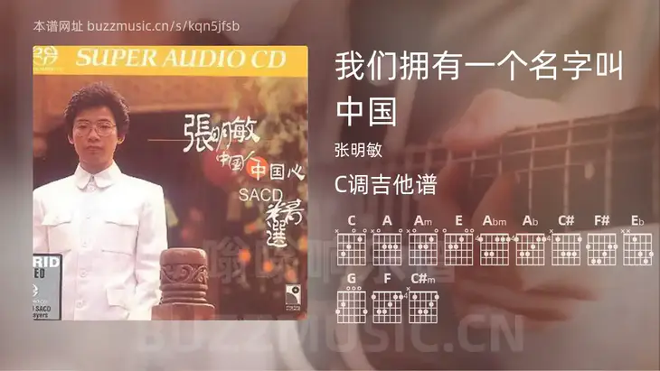 我们拥有一个名字叫中国 张明敏 吉他谱C调简单版